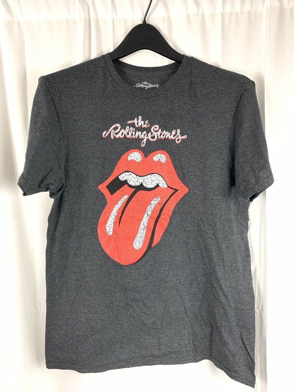 Rolling Stones Mens Logo Band T-Shirt Charcoal Gray Short Sleeve Crew Neck M